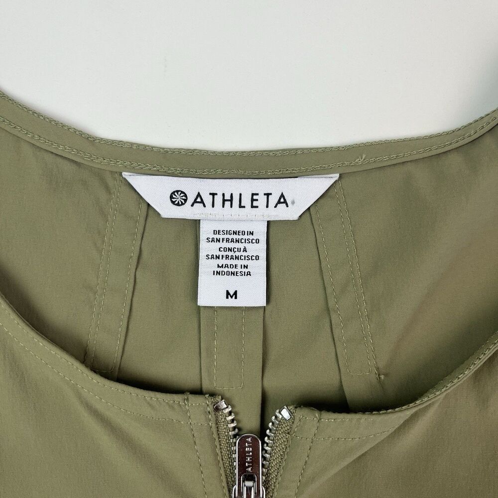 Athleta Flex Jumpsuit size M Olive Zip Up Utility Athleisure Travel Sport Romper - Picture 5 of 14